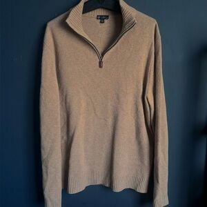 J. CREW Lambs Wool 1/4 Zip Sweater Pullover Men’s XLT Beige